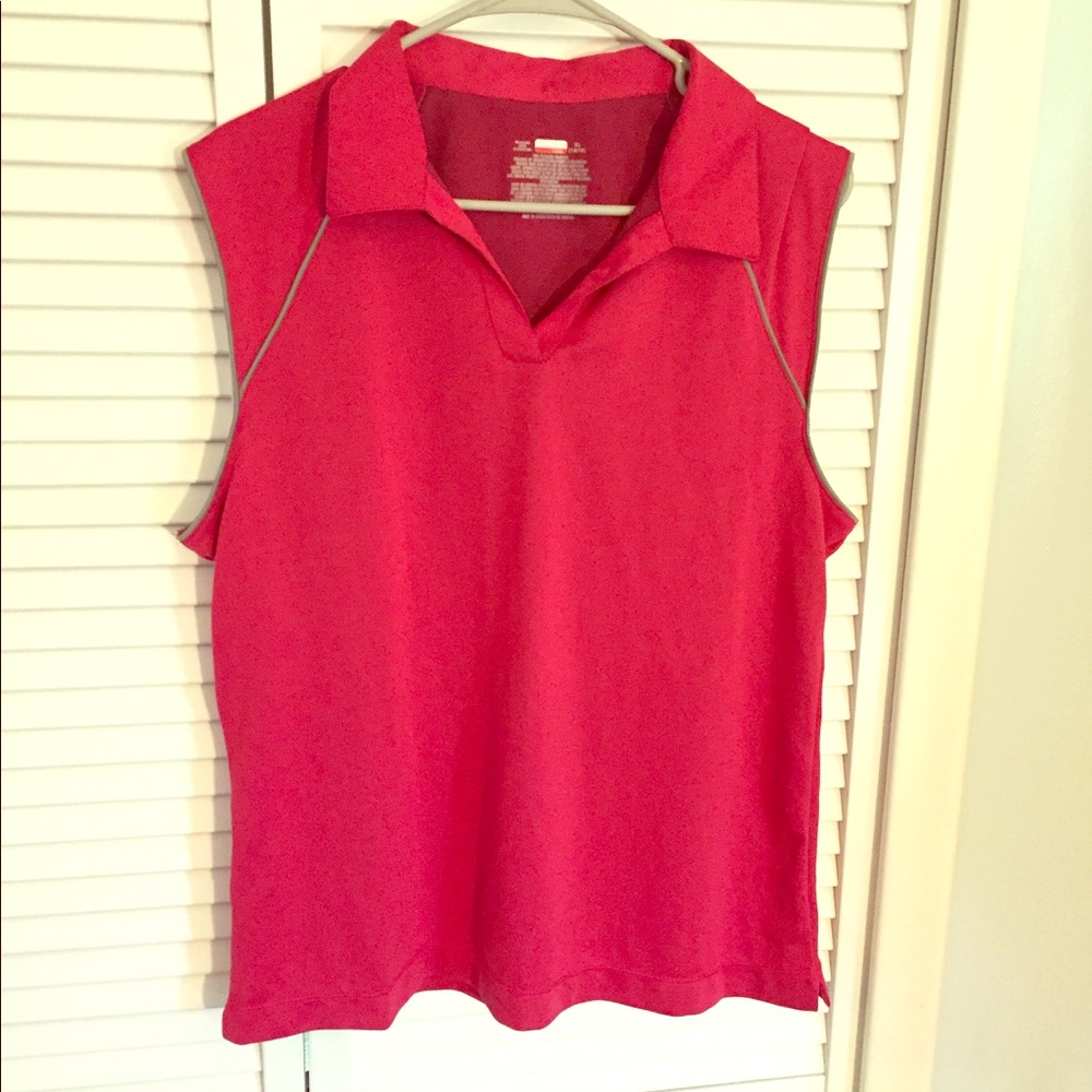 Danskin SZ XL(16/18) Pink & Gray Tank Top Polo